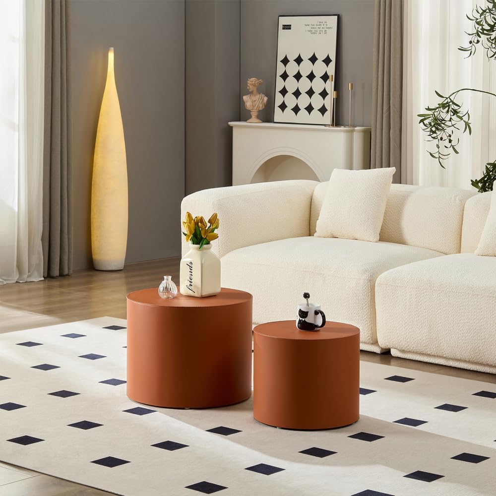 Nested Table Set 2 Pieces, MDF Coffee Table Set Living Room/Lounge Area (Oran...