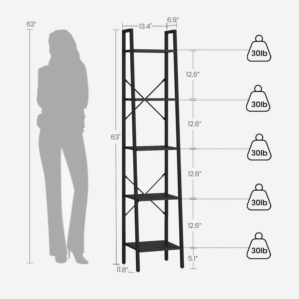 Hzuaneri Ladder Shelf, Bookshelf, Freestanding Corner Storage Shelf