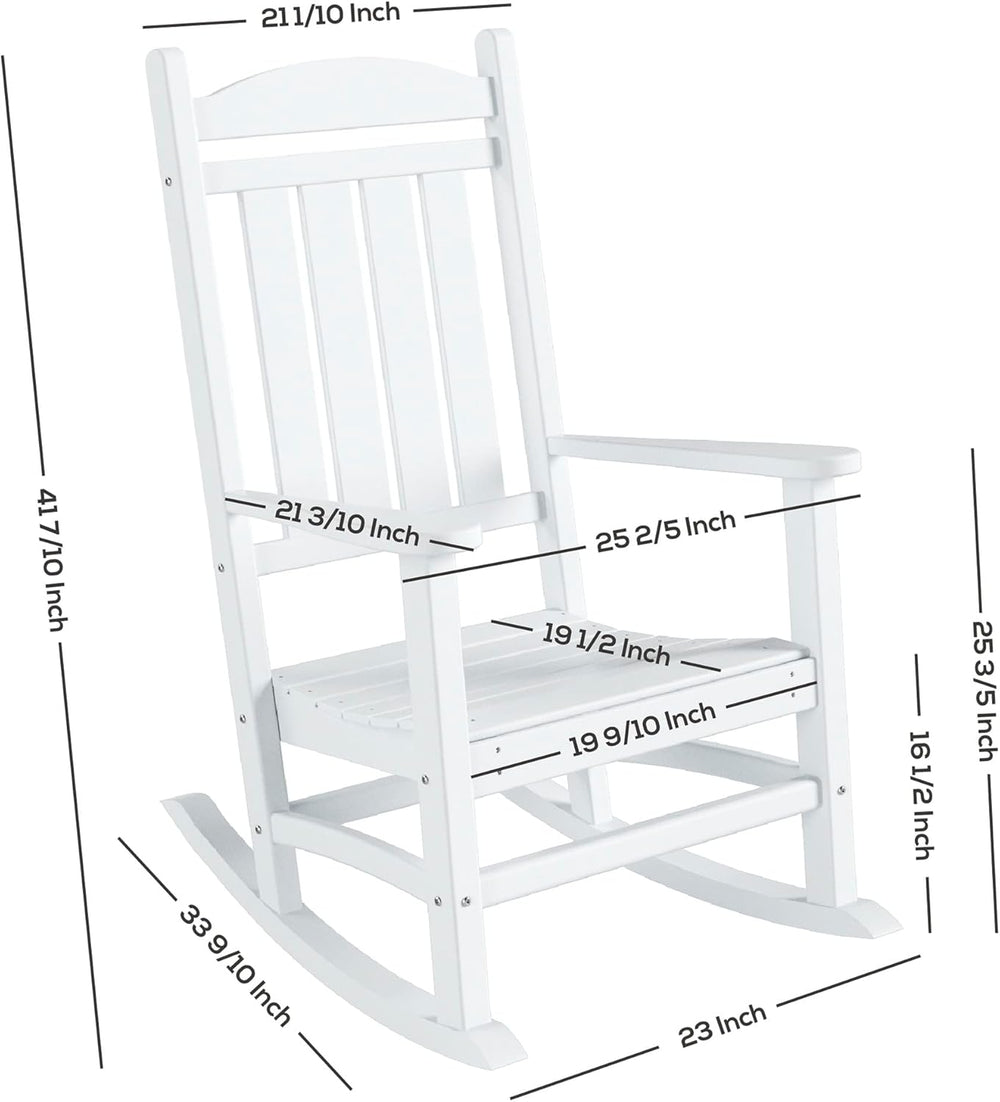 WO Home Furniture Patio Rocking Chair Farmhouse Outdoor HDPE UV Weather Resis...