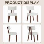GOTMINSI Mid Century Modern Dining Chairs,Velvet Farmhouse Upholstered Kitchen Chairs, Accent Curved Backrest Dining Room Chairs with Hardwood Legs (Beige-Walnut Legs, 2PCS)