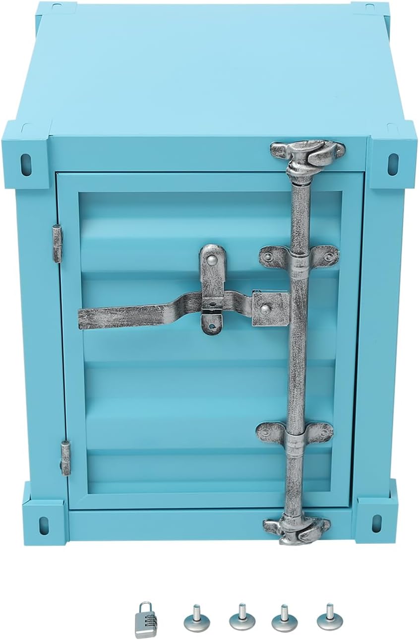 Side Table, Industrial Metal Container Cabinet,Wrought Iron Container Side Ta...