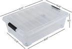 25 L Under Bed Storage Containers Plastic, 3 Packs Latch Storage Box with Wheels