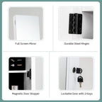 COSTWAY Mirror Jewelry Cabinet with Wheels, Standing Full-length Mirror with Jewelry Storage, Lockable Jewelry Organizer Box with Drawers, Rolling Jewelry Armoire for Women Girls Bedroom (White)