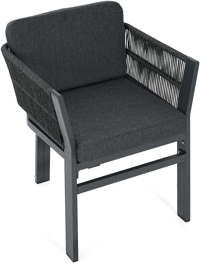 Outdoor Dining Chair Set of 2,White Aluminum Frame with Beige Cushion, 300lbs...