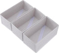 Socks Drawer Organizer Set of 3 Pack Raw White, 11' Small Fabric Underwear Dividers, Closet Cabinet Dresser Storage Boxes for Panties Bra Stockings Leggings