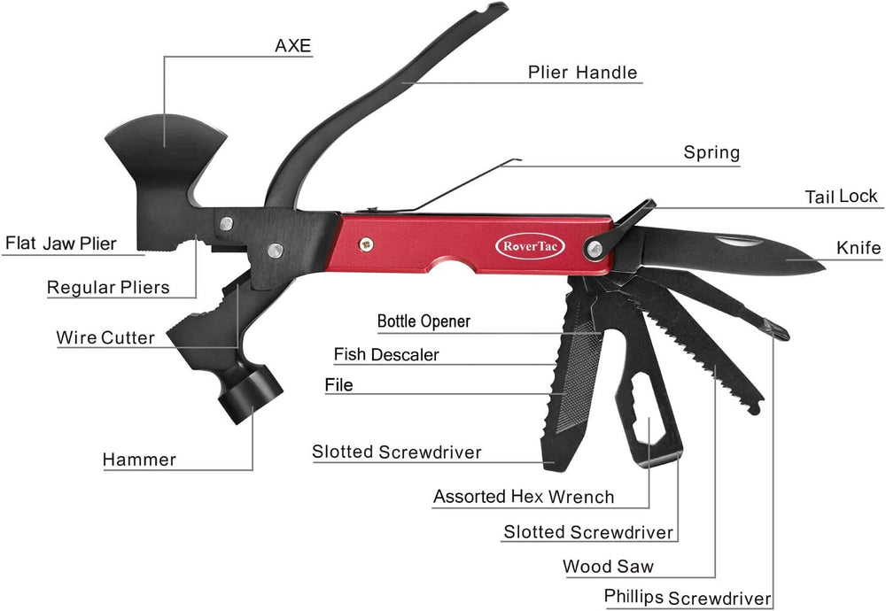14-in-1 Multitool Camping Axe Hatchet – Essential Camping Gear with Knife, Ha...