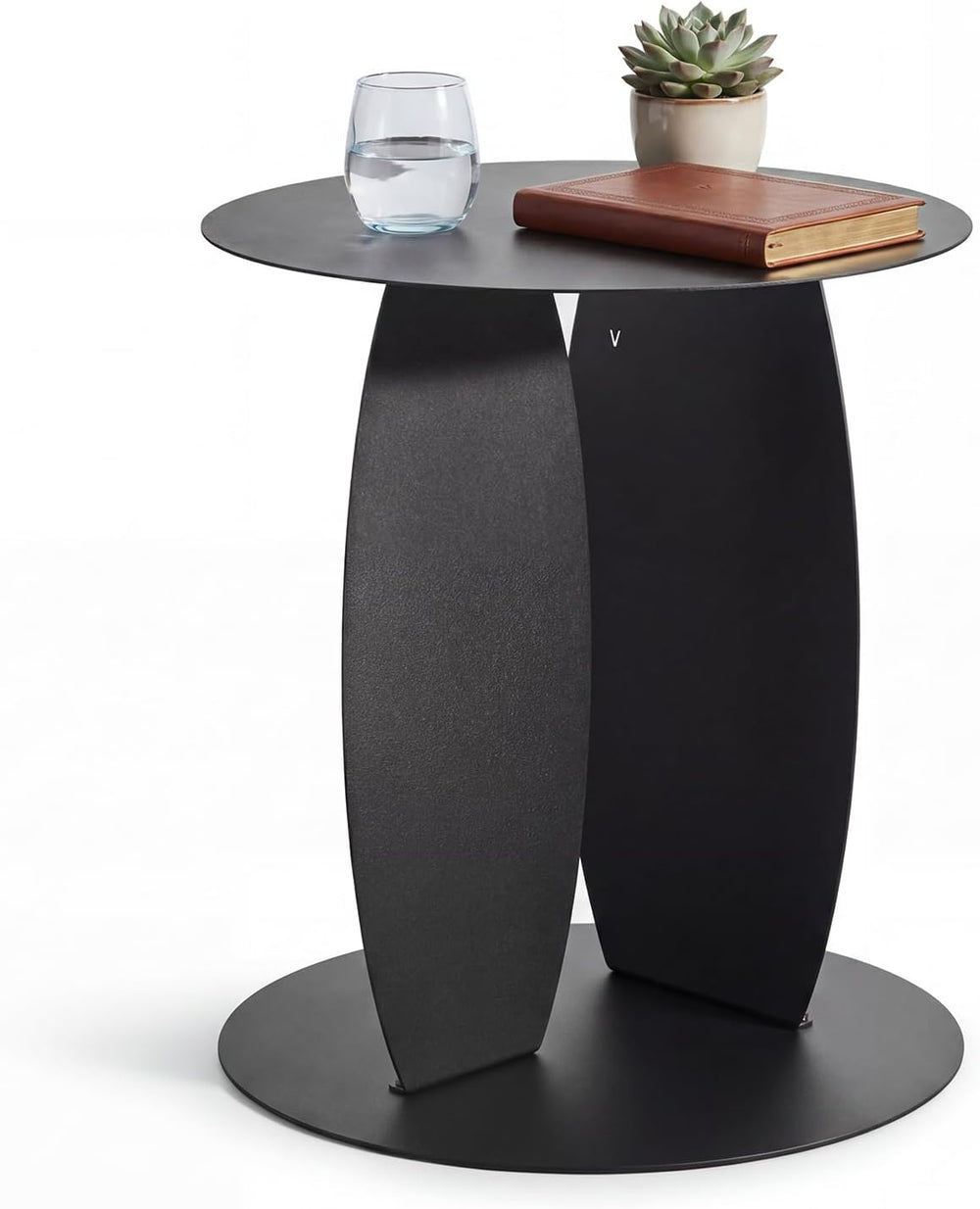 VEYRA Minimalist Round Metal End Table, 16.54" Accent Side Table, Heavy-...