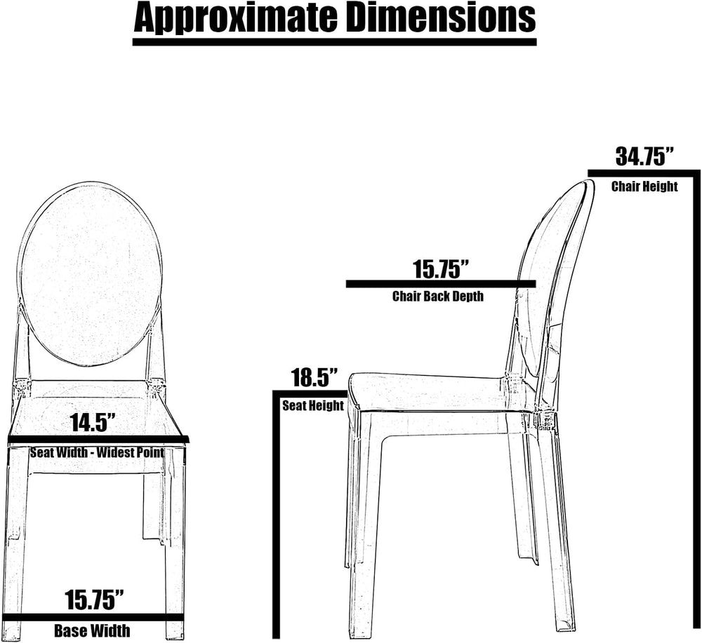 2xhome Ghost Dining Chair with Oval Back | Transparent Acrylic Accent Side Ch...