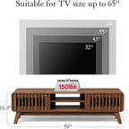 59" TV Stand for 55/60/65 inch TV, 2 Cabinets Mid Century Modern TV Stand, Wood Entertainment Center with Storage, TV and Media Console for Living Room, Bedroom, Office (Walnut)