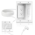 in Wall Cable Management Kit with Recessed Tv Outlet Box-Two-Hole Socket, 9ft Cord,Tv Cable Hider Wall Kit Hider Box Fits All Plugs, Easy, Safe Cable Management