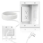 in Wall Cable Management Kit with Recessed Tv Outlet Box-Two-Hole Socket, 9ft Cord,Tv Cable Hider Wall Kit Hider Box Fits All Plugs, Easy, Safe Cable Management