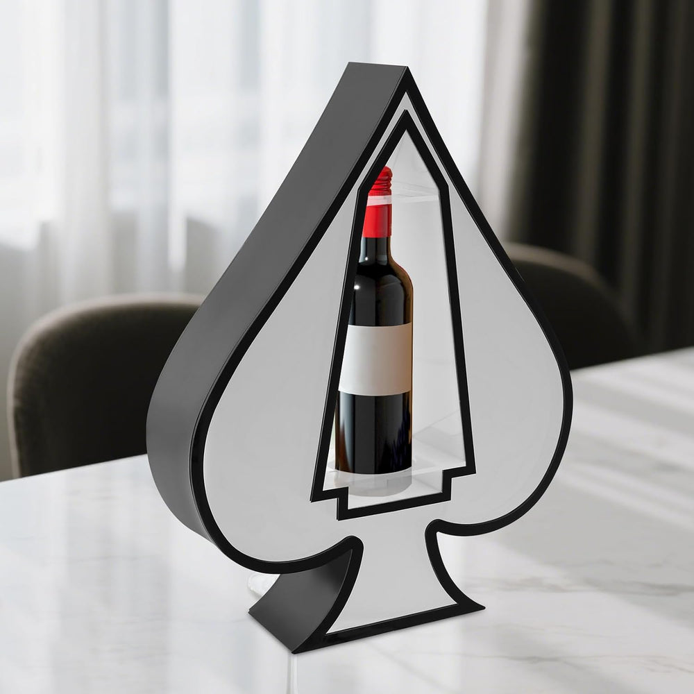 LED Wine Bottle Display Stand, Ace of Spades Shape Illuminated Bottle Holder ...