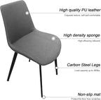 Dining Chairs, Modern PU Leather Dining Room Chair with Sturdy Metal Legs, Upholstered Seat Dinner Chairs Accent Side Chairs for Indoor Kitchen Living Room (Grey, Set of 6)