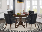 East West Furniture ANDA5-AWA-12 5 Piece Kitchen Table Set Includes a Round Dining Table with Pedestal and 4 Polyester Fabric Upholstered Parson Chairs, 36x36 Inch, Antique Walnut