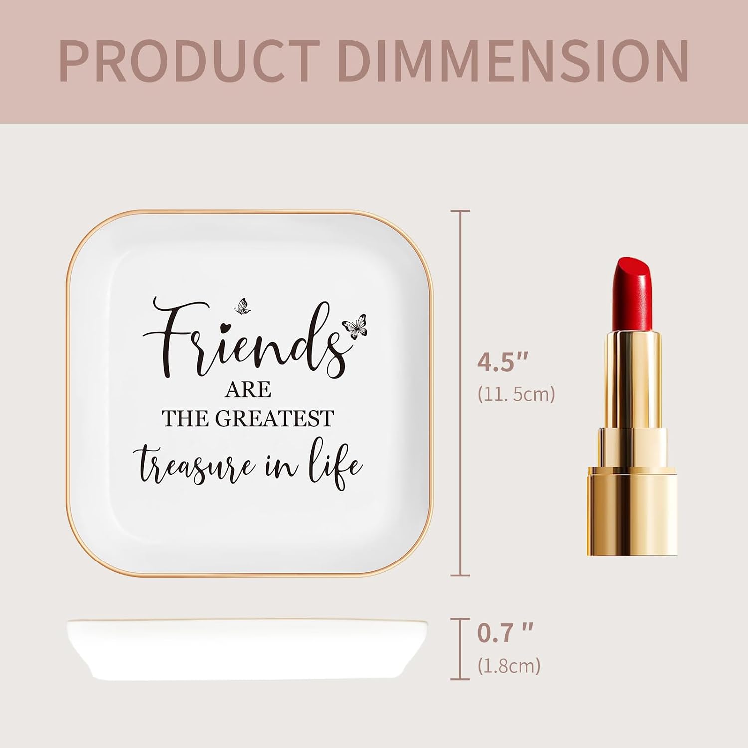 Friendship Gifts for Women – Friend Birthday Gifts for Women – Jewelry Tray | With “Friends Are The Greatest Treasure In Life” – Birthday Gifts, Friend Gift – Ceramic Ring Dish, Mothers Day Gifts