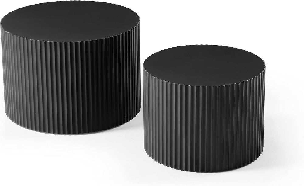 JUSTONE 2-Piece Nesting Coffee Tables Set - Modern Drum End Tables for Small ...