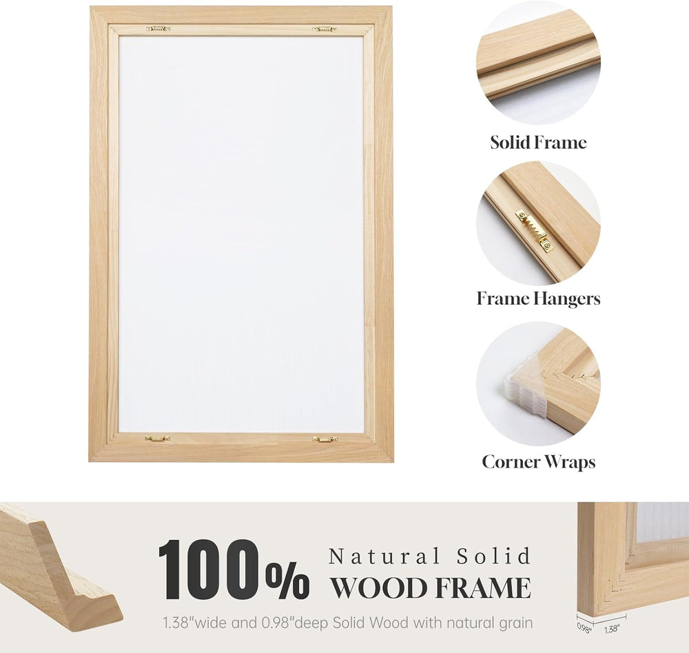 Large Framed Neutral Abstract Landscape Wall Art for Living Room, 24x36 In