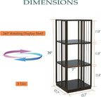 Square Rotating Bookshelf Tower - 360 Spinning Display Corner Bookcase for Narrow Space, Modern 3-Tier Revolving Storage Shelf, Black