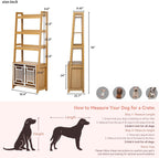 2 in 1 Dog Furniture Dog Crate Ladder Bookshelf, Tall Wood Display Shelf with Storage, Dog Kennel Bookcase for Small Sized Dogs up to 50lbs, 32.5" L