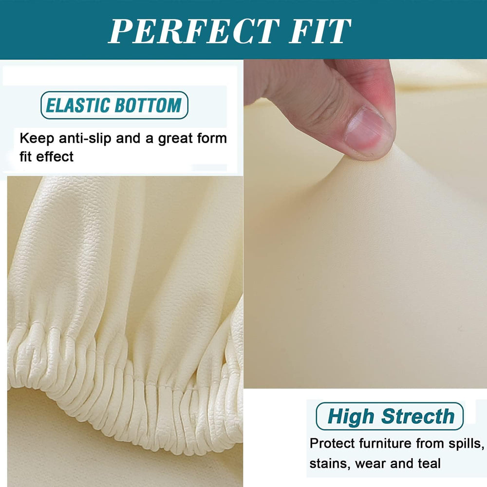 HFCNMY Stretch Waterproof PU Dining Chair Covers Set of 4 - Soft, Washable Sl...