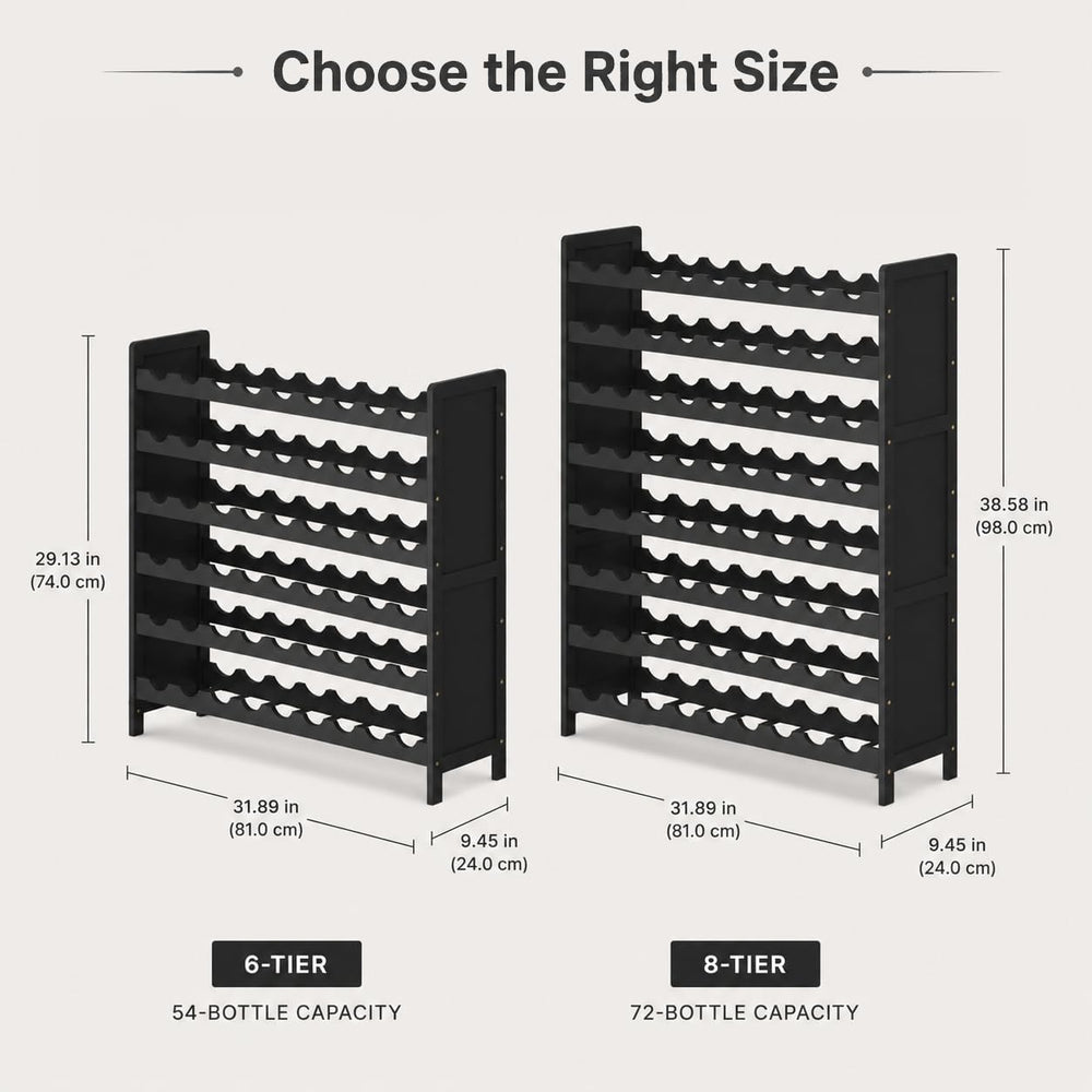 Wine Rack Freestanding Floor 72 Bottle, Bamboo Wine Storage Bottle Holder | 8...