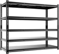 5-Tier 60”D X 24”W X 72”H Heavy Duty Shelving 3000LBS Garage Storage Rack Heavy Duty Adjustable Industrial Warehouse Shelving(Black)