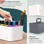 ARTEZA Storage Caddy Pack of 2, Gray and Ivory, 5-Compartment Plastic Caddy Organizer with Easy-to-Remove Divider Partition