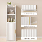 Yoobure Fluted Small Bathroom Storage Cabinet, Narrow Toilet Paper Cabinets | 7.9" D x 7.9" W, Wood Slim Corner Floor Cabinet with Door& Adjustable Shelf, Skinny Bathroom Organizer for Small Spaces,White