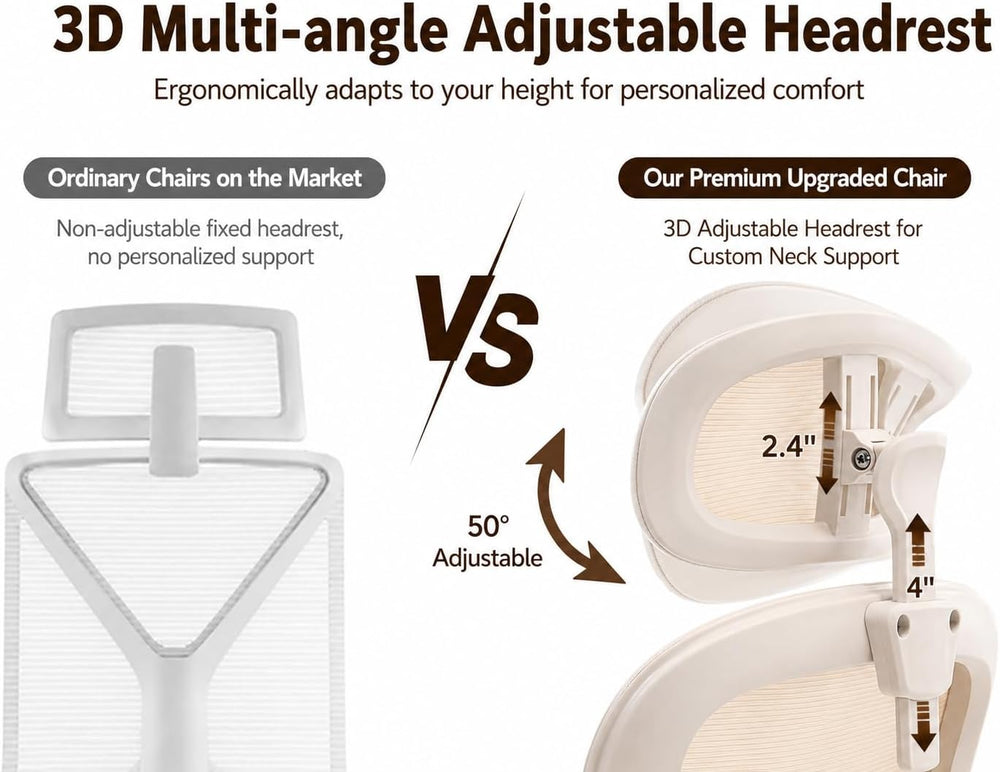 Ergonomic Office Chair with Adjustable Headrest & Lumbar Support, High Ba...