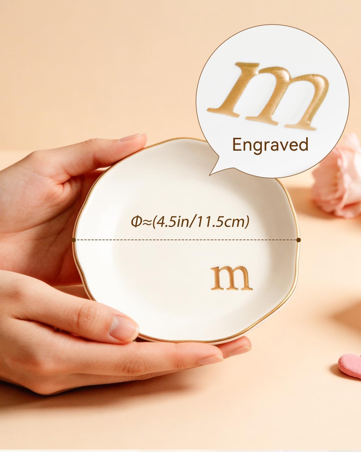 Ceramic Jewelry Tray Personalized Jewelry Dish Initial Ring Dish for Women | Engraved Initial, Handcrafted, Birthday Valentines Mother's Day Christmas Engagement Wedding Bridesmaid Gifts Monogram