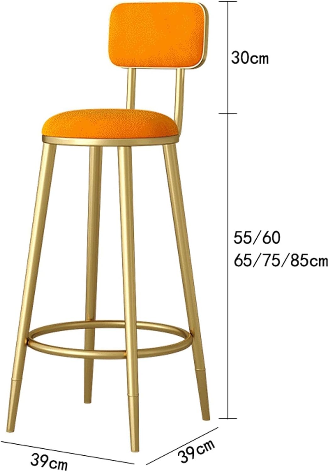 Work Vanity Chair, Metal Bar Stools, Upholstered Dining Accent Side Chairs, Heavy-Duty Round Stool, for Kitchen Dining Room Living Room(Green,60cm)