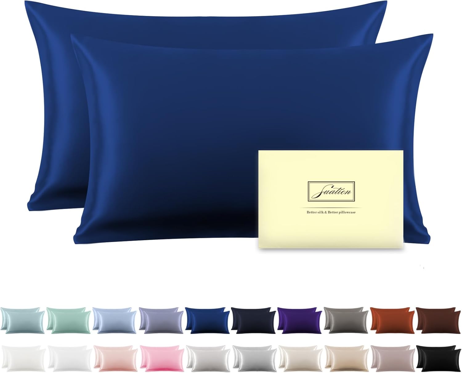 Silk Pillowcase for Hair and Skin,Soft,Breathable and Sliky 100% Silk Pillowcases King Set of 2,Both Sides Natural Mulberry Silk Pillow Cases with Hidden Zipper(King Size 20"X 36",2pcs)