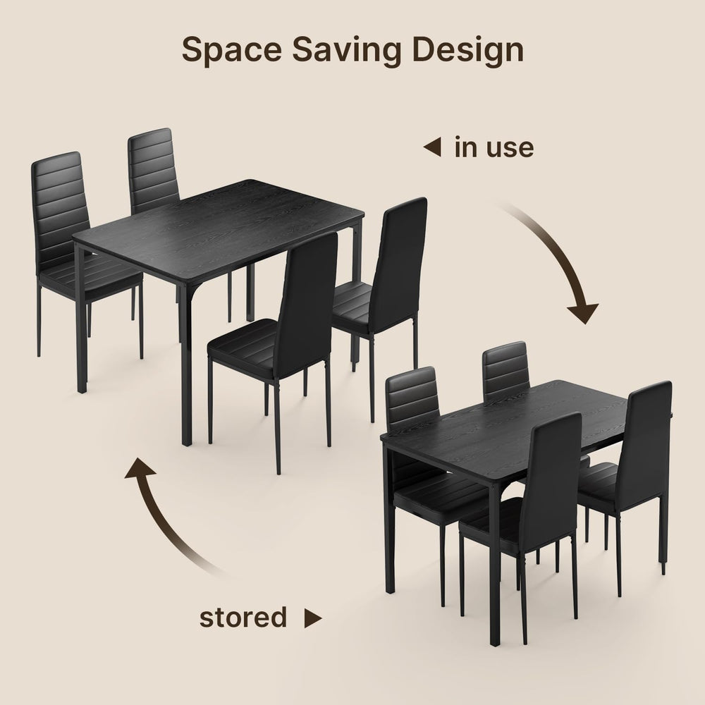 Gizoon 5-Piece Dining Table Set for 4, Kitchen Table with PU Chairs Black | M...