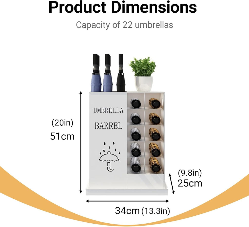 SEIFE Commercial Metal Large Capacity Umbrella Holder With removable drain tray,Indoor Entryway Umbrella stand，Can hold 22 umbrellas，For Hotel,Offices,home(Black)