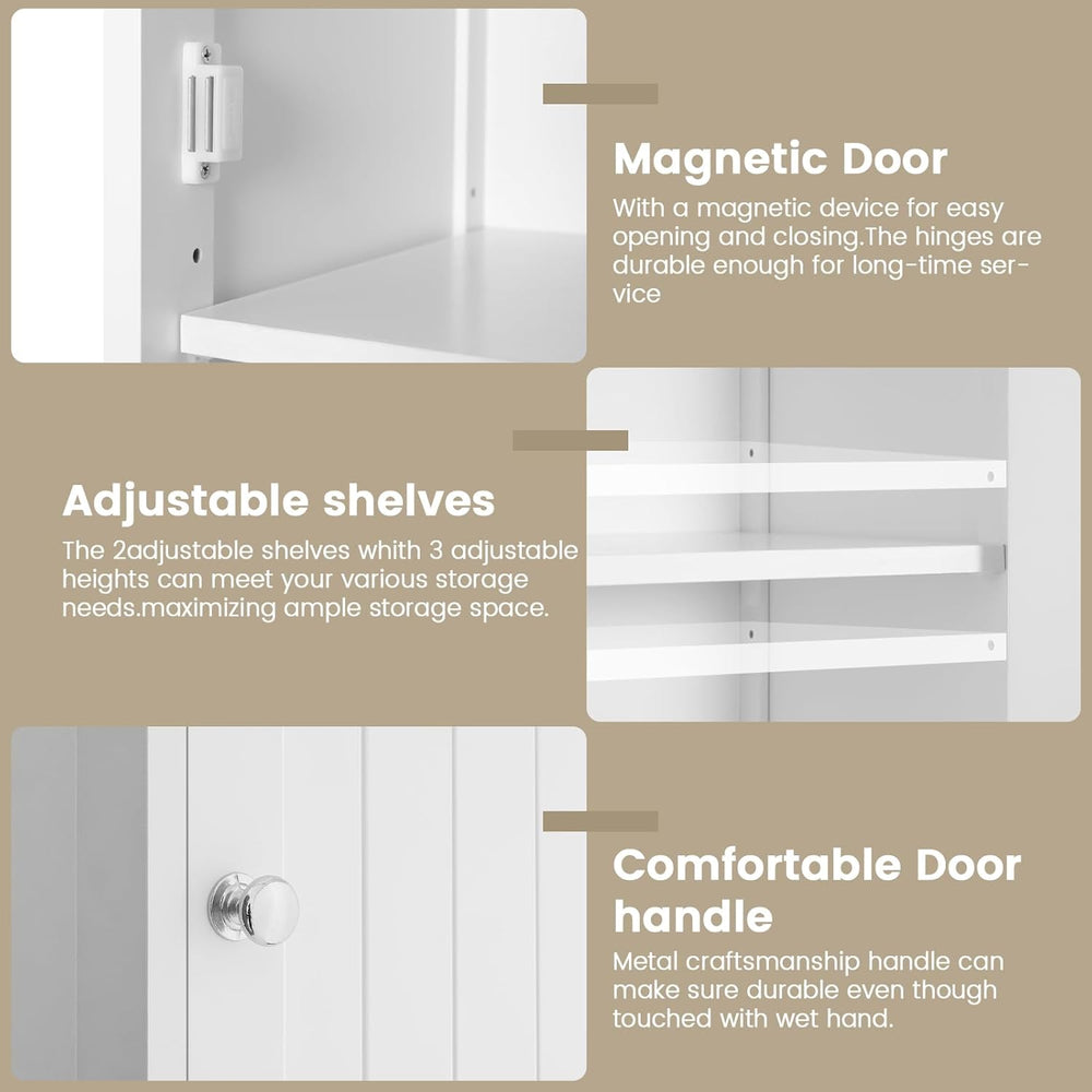 Iwell 67" Tall Bathroom Cabinet, Storage Cabinet with 2 Doors & 1 Dr...