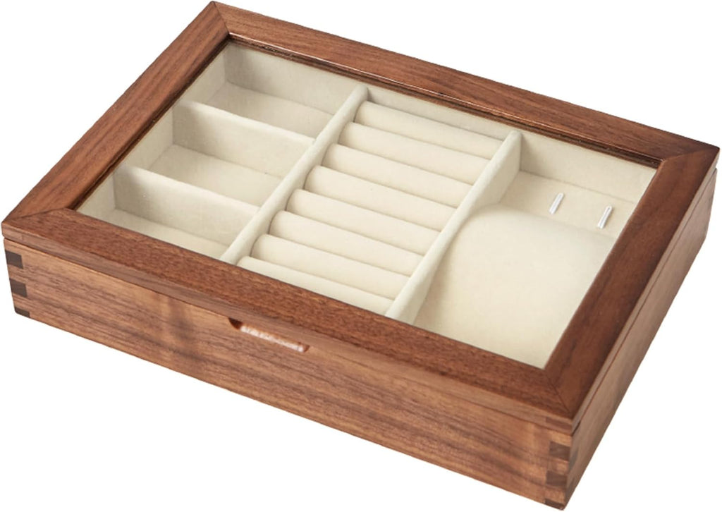 YESWOOD Jewelry Box Organizer, North America Black Walnut Wood Jewelry Boxes for Women for Storage & Display of Necklaces, Rings, Earrings, and Bracelets