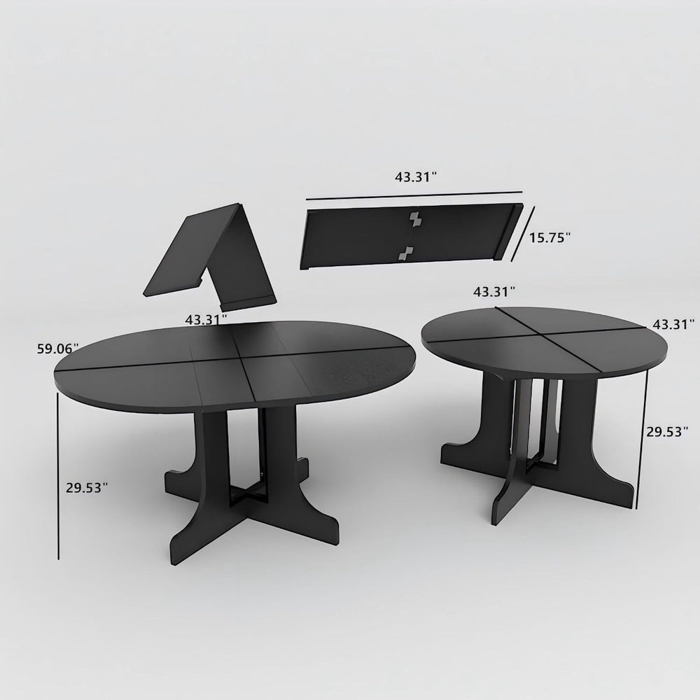 Round Expandable Dining Table,Wood Extendable Dining Room Table Extendable Ta...