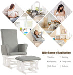 Costzon Baby Glider and Ottoman Cushion Set, Wood Baby Rocker Nursery Furniture for Napping, Nursing, Reading, Upholstered Hoop Glider & Ottoman Comfort Nursery Chair w/Padded Armrests (Gray)