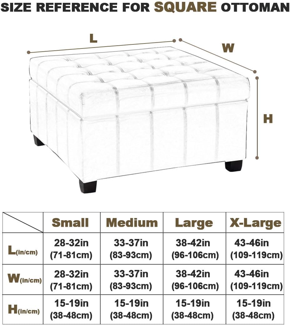 Levoberg Waterproof Square Ottoman Cover Large Square Folding Storage Ottoman...