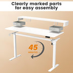 Standing Desk with Drawers and Brushless Motor,Electric Height Adjustable Desk for Walking Pad,Ergonomic Stand Up Desk for Home Office & Gaming,3 Memory Height Preset & Hooks(48" x 24",White)