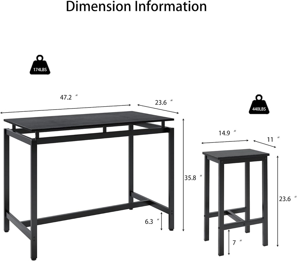 47.2“ 5-Piece Metal Frame Counter Height Dining Table Set for 4, Pub Table | ...