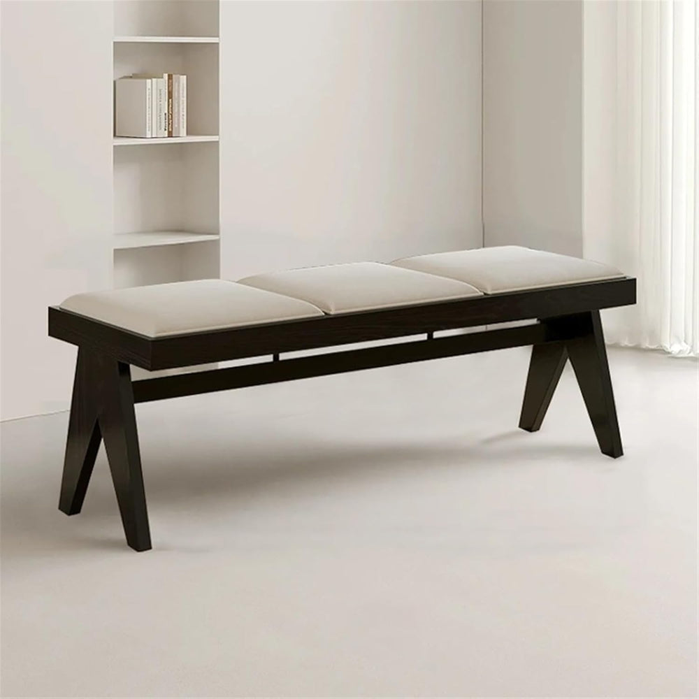 Modern Retro Wooden Upholstered Dining Table Cloakroom Shoe-Changing Stool Be...