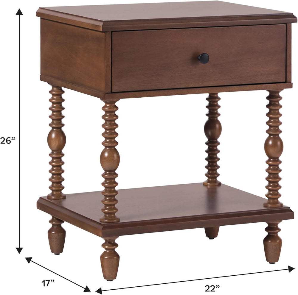 Walker Edison Easy Assembly Wood 1 Drawer Spindle Nightstand - Dark Brown