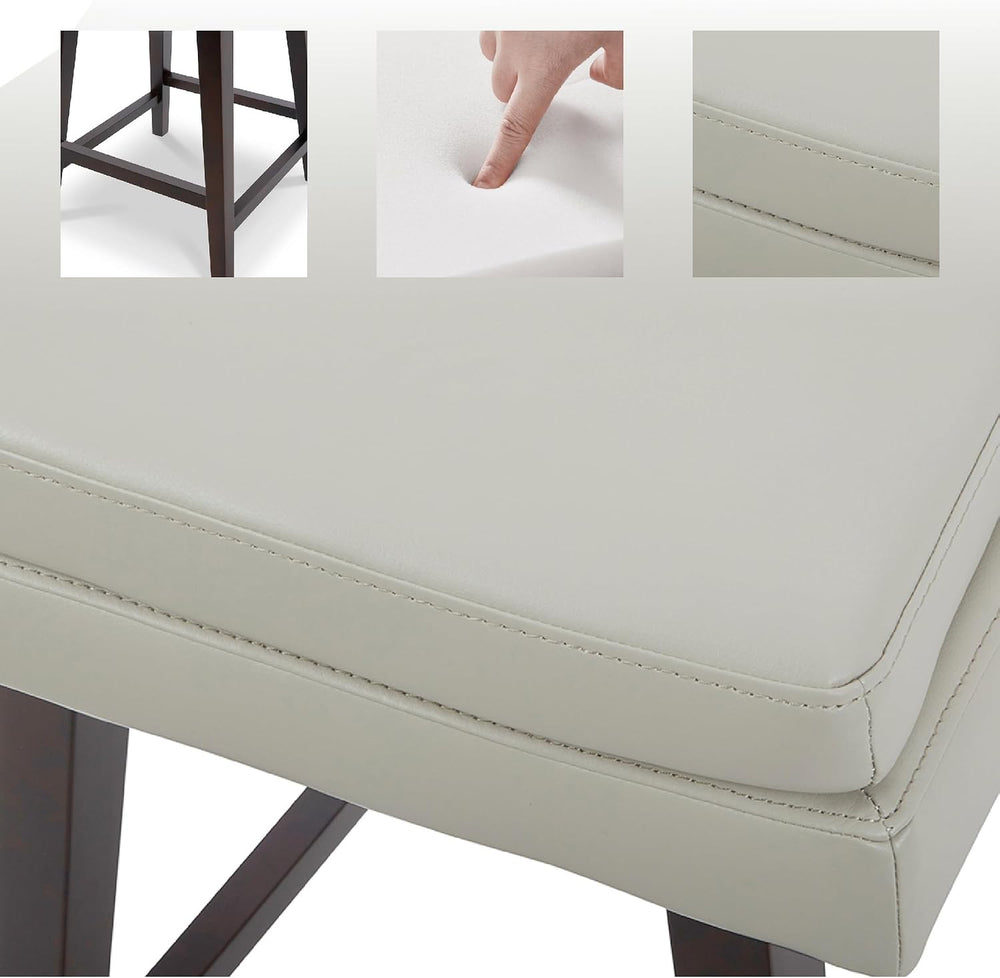 CHITA 26.8" Modern Swivel Counter Barstools, Creamy Grey Faux Leather, S...