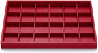 Oirlv Gorgeous Red Leather 24 Gird Jewelry Tray Stackable Jewelry Drawer Organizer Rings Earrings Organizer Storage