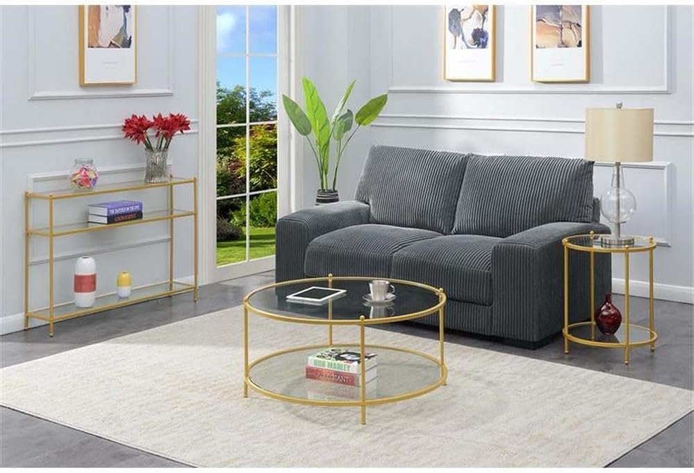 Pemberly Row Contemporary Gold Metal End Table, 16.25" W x 16.25" L...