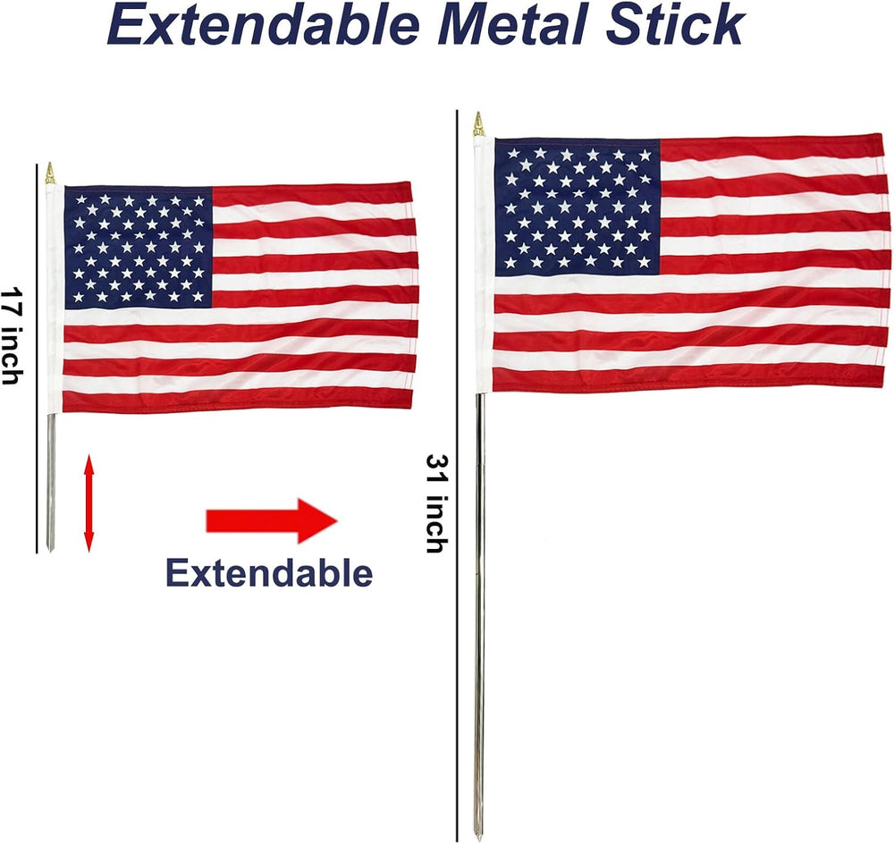 TOPFLAGS 12x18 Small American Flag on Stick 12 Pack Mini US Flags 12x18 Inch ...