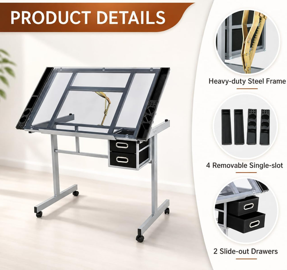 JupiterForce Adjustable Drafting Table Art Desk Drawing Table Versatile Art C...