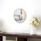 12 Inch Gold Round Bathroom Mirror Circle Wall Mirrors Brushed Metal Frame Anti-Rust Tempered Glass Mirror for Bathroom Bedroom Entryway Living Room