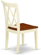 East West Furniture CLC-BMK-W Clarksville Dining Room Chairs - Double Cross Back Wood Seat Chairs, Set of 2, Buttermilk & Cherry